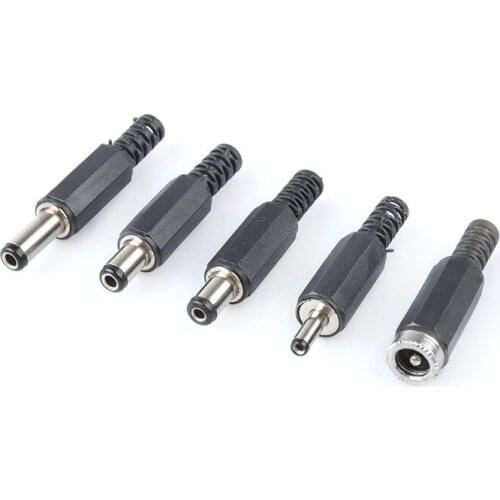 10PCS Male DC Power CCTV Coaxial Connector Black 5.5X2.1MM 5.5X2.5MM 3.5X1.35MM For Power Supply Connector