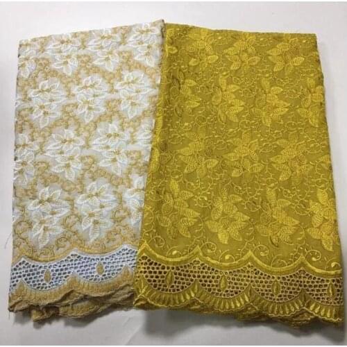 2.5+2.5yards Hot Selling African 100%Cotton Lace Fabrics 2021 High Quality Lace French Swiss voile Pure Cotton Lace Dubai Fabric