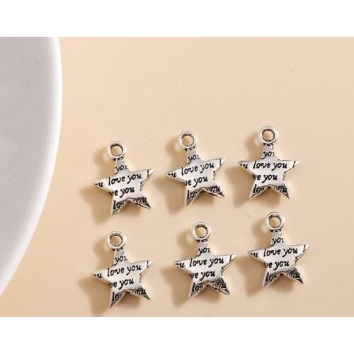 20pcs 13*15mm Trendy Star Charms Fit Necklaces Pendants Earrings Metal Letter Love Charms Jewelry DIY Accessories