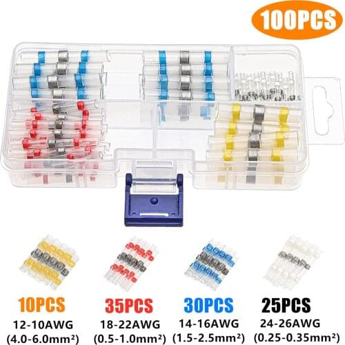 350/500pcs Heat Shrink Solder Wire Butt Connectors Mixed Solder Connector Kit Terminals Insulated Waterproof Automotive Marine