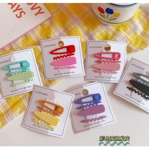 4 Pcs/sets Cute Candy Color Hair Pins Solid Matte Wave Hair Clips for Women Girls Sweet BB Clip Hair Accessories Styling Tools