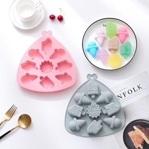 9 Grid Summer Theme Silica Gel Ice Mold Ice Maker Silicone Chocolate Candy Cake Mold Ice Cube Tray Baking Tools
