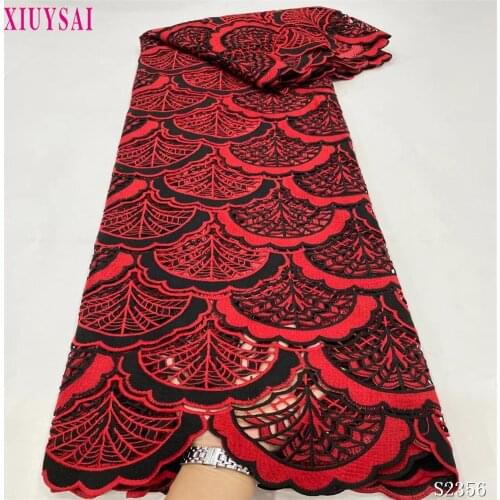 African Guipure Lace Fabric 2021 High Quality French Red Embroidery Nigerian Lace Fabric 5 Yards/Lot For Wedding Party
