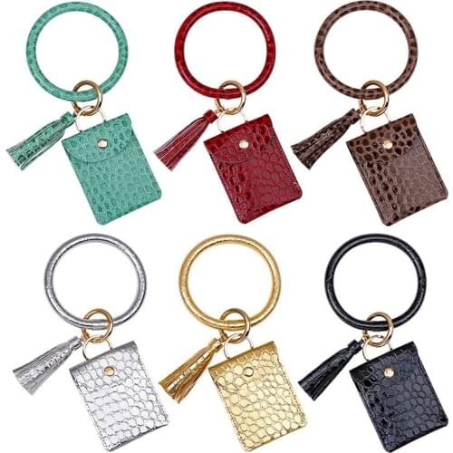 Bellona Pu Bracelet Keyring For Women Leather Card Bag Wallet Bracelet Keychains Pendant Gifts Key Chain Accessories