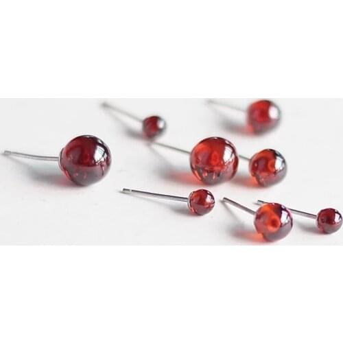 One pair red garnet earrings round 4mm 6mm 8mm wholesale beads FPPJ nature