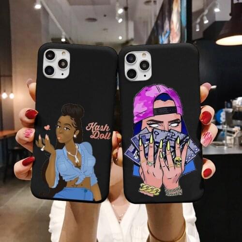 MAKE MONEY Not Friends Kash Afro Black Girl Fundas case for iPhone XS XR 11 12 Mini Pro Max 8 7Plus Matte Black Silicone Case