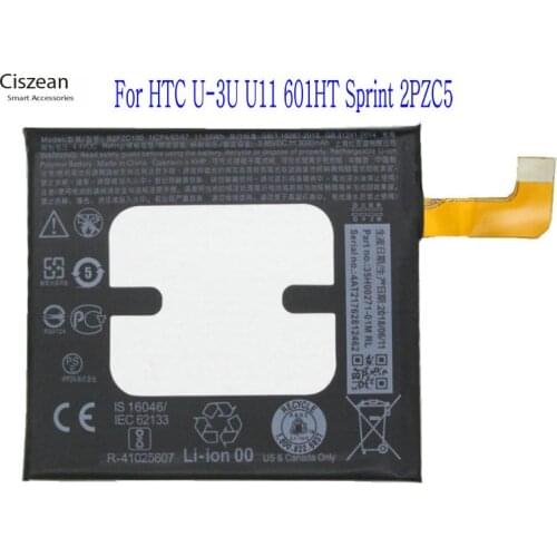Ciszean 1x 3000mAh / 11.55Wh B2PZC100 Phone Replacement Battery For HTC U-3U U11 601HT Sprint 2PZC5 Batterie Bateria Batterij