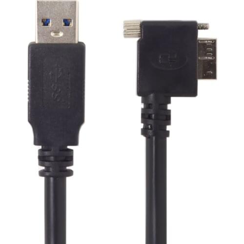CYDZ 1.2m 90 Degree Right Angled Micro USB Screw Mount to 3.0 Data Cable for Industrial Camera