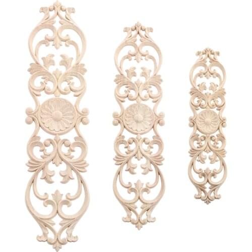 Wood Oak Flower Onlay Decal Corner Applique for Home Furniture Decor Decorative Wood Carved Long Applique Vintage Decoration