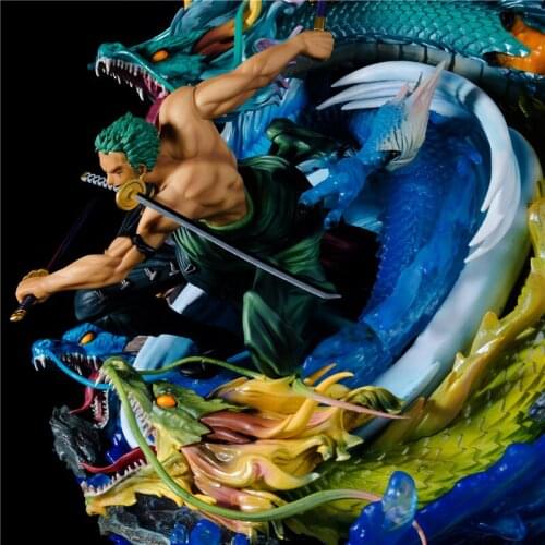 40cm Anime Figure ONE PIECE GK Roronoa Zoro Thousand World Tornado Battle Form Statue PVC Action Figure Anime Luffy Toys Figure