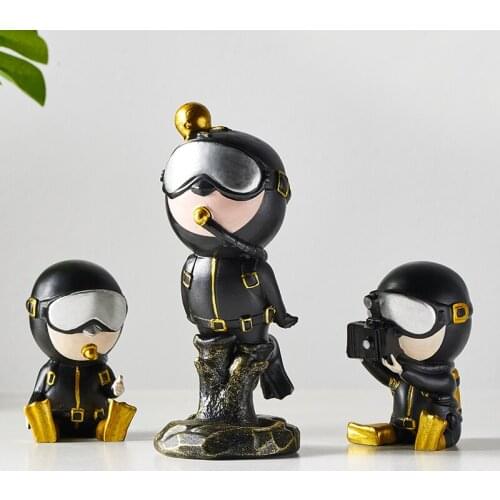 Resin Diver Figurines Home Decoration Accessories Cute Dolphin Statue Decoration Childrens Room Desk Decoration Birthday Gifts