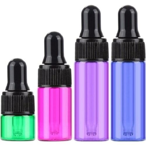 Dropper Bottle 1ml 2ml 3ml Color Multiple Optional Essential Oil Sample Empty Packing Glass Bottle 50pcs/lot