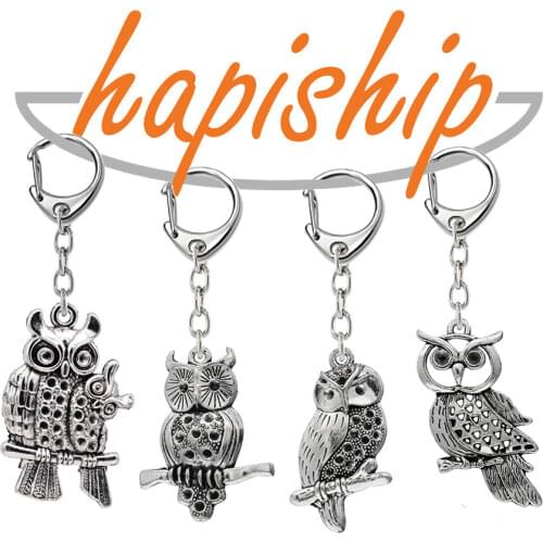 Hapiship 2017 New Women/Mens Fashion Vintage Hollow Out Owl Key Chains Key Rings Alloy Charms Gifts YSDY168 Wholesale