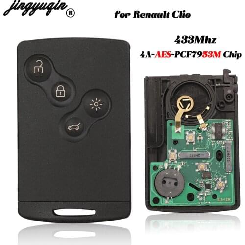 Jingyuqin 4 Buttons 433Mhz 4A PCF7953M FSK Smart Remote Car Key Fob For Renault Megane Fluence Laguna Scenic Replacement