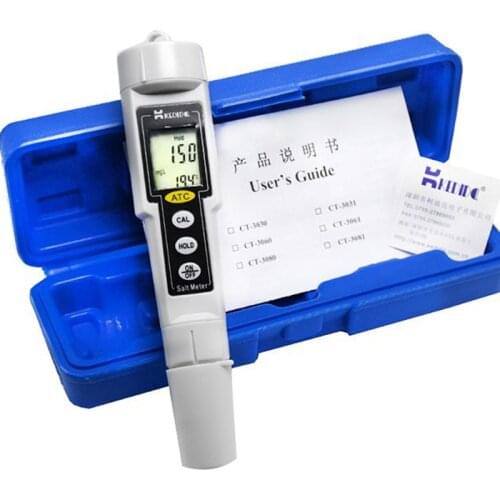 Kedida Pen Type Salt Meter ATC LCD Aquarium Water Quality Salt Pool Tester Digital Salinity Temp Tester Salinometer 0-9999 mg/L