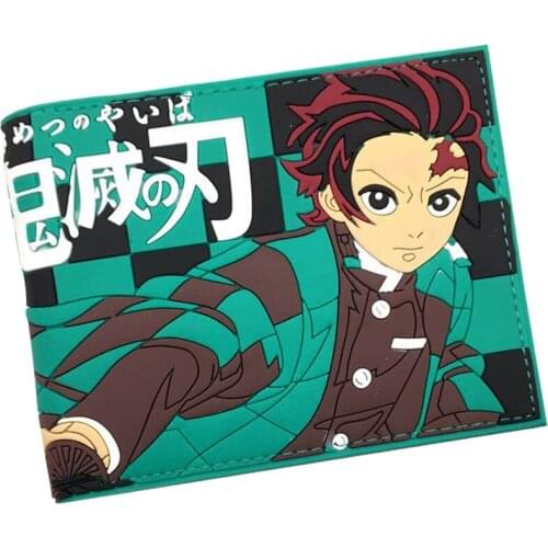 Comics Anime Demon Slayer figure kamado tanjiro kamado nezuko PU Leather Money Clip Mens Wallet ID Credit Card Holder Case