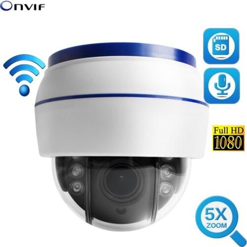 1080P 960P Indoor WiFi PTZ IP Dome Camera 5x Zoom Wireless Video Surveillance CCTV Audio SD IR Night Onvif P2P 2MP Microphone