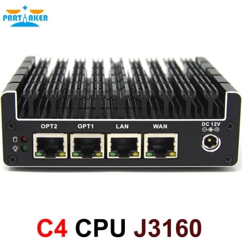 Partaker New NUC Mini PC Celeron J3160 Quad Core 4 Intel i210AT Nic X86 Computer Soft Router Linux Server Support pfSense AES-NI