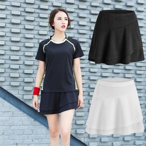 Soft Plain Simple Style Easy To Match White Skirt With Side Pockets Full Polyester Sport Black Skorts For Tennis Badminton F8021