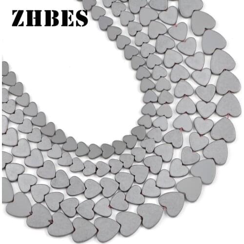 Natural Black Stone Matte Peach heart shape Hematite Provide 6/8/10MM Love Form Spacers Loose Beads For Jewelry bracelet DIY