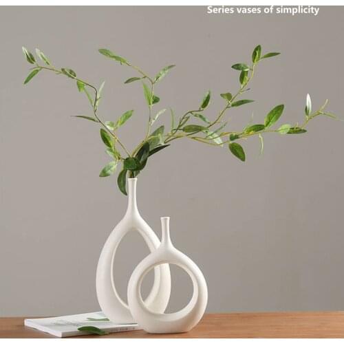 2021 New Ceramic Vase Solid Color Jade Ring Shape Flowerpot Garden Pot Desktop Decor for Sitting Room Office