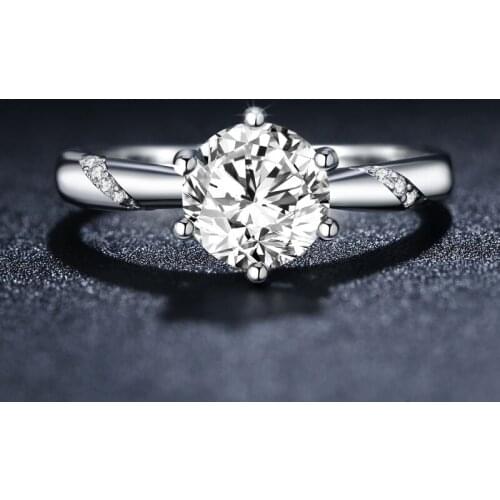 New Trendy Six Claw Cubic Zirconia Wedding Rings For Women Silver Color Crystal Elegant Female Engagement Rings Jewelry