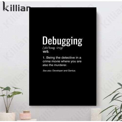 Debugging Black Canvas Painting Home Decoration Modern Text Analysis Simple Art Wall Living Room Bedroom Office Living Room Deco