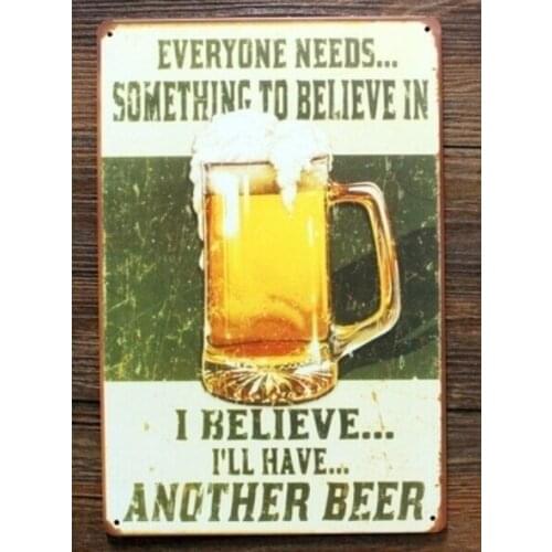 Beer Tin Signs Beer Painting Vintage Metal Framed Wall Art Bar Pub Decor Wall Shabby Plaque Sign