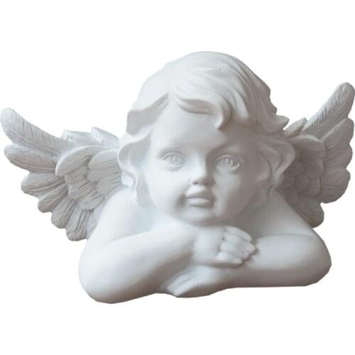 PLASTER STATUE ANGEL LOVELY BOY MINI TRUMPET FIGURE TABLETOP DECORATION RESIN SCULPTURE FURNISHING ACCESSORIES MURALS SCULPTURE