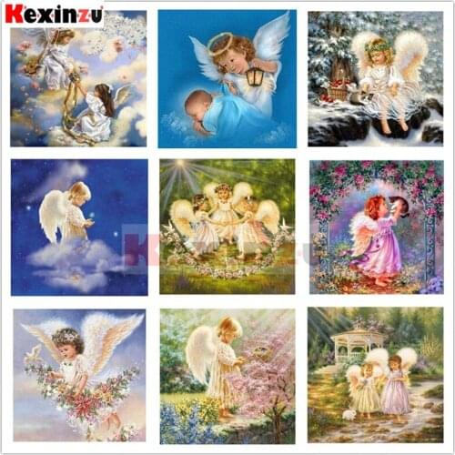 Full Diamond Painting Cross Stitch Mosaic Cartoon Angle 5D Diy Square Round Stone Bead Drill 3d Embroidery Rhinestone Gift BK