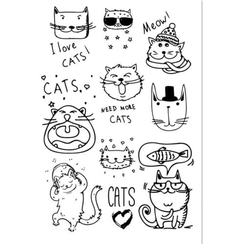 PANFELOU 11*16cm Lovely cat Transparent Silicone Rubber Clear Stamps cartoon for Scrapbooking/DIY Easter wedding album