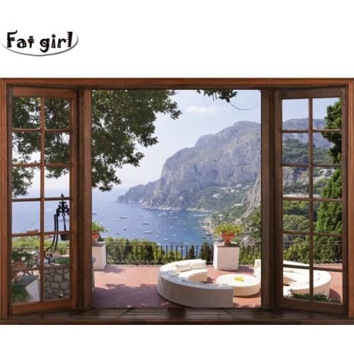 Sale 5D DIY Diamond Painting Window scenery Rhinestones Pictures Diamond Mosaic Sea view and garden Decor Diamond Embroidery