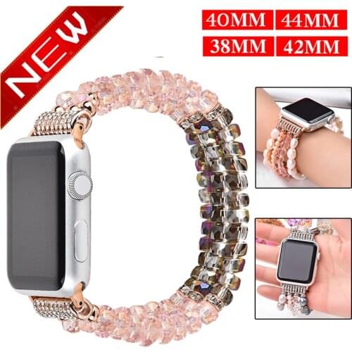 Pearl Strap for Apple Watch Series 5 4 3 2 Band Jewelry Crystal Bracelet for IWatch 38/40/42/44mm Watchband Diamond Woman Band