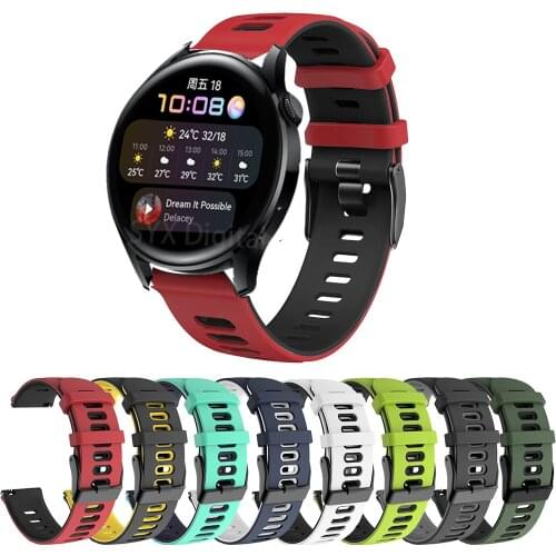 Silicon 20mm 22mm band Strap For Samsung Galaxy Watch Active 2 40/44mm / 3 41mm 45mm smartwatch wristband For Huawei Watch 3 Pro