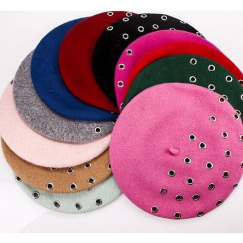 Luxury brand High fashion wool women winter autumn warm beret with eyelet fashion wool hat LL180509
