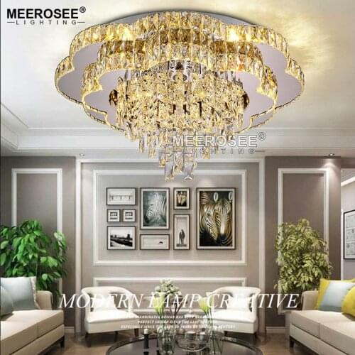 Modern Chandeliers Lighting Crystal K9 Led Ceiling Lamp Fixtures AC90-260V Lustre For Living Room Hotel Flush Mounted