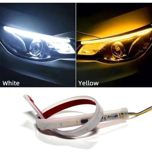 Car Styling Day Time Flowing Light Led DRL Strip Headlight Auto Daytime Running Lamp Accessories Case For Ford For Peugeot