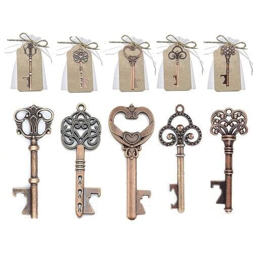 Vintage Style Zinc Alloy Bottle Opener Key Beer Opener Pendant 5 Styles Decoration Wedding Souvenir Kichen Accessories