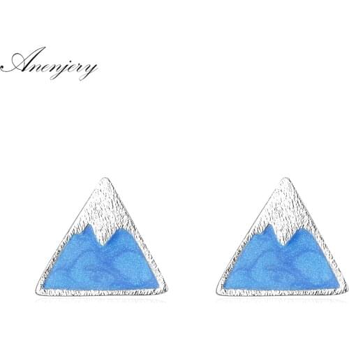 ANENJERY 925 Sterling Silver Drip Glaze Mountain Earrings For Women Girl Gift boucle d'oreille oorbellen S-E647