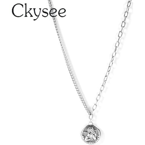 Ckysee News 925 Sterling Silver Necklace Angel Pendant Necklace For Fashion Women Minimalist Fine Charms Jewelry Fine Jewelry