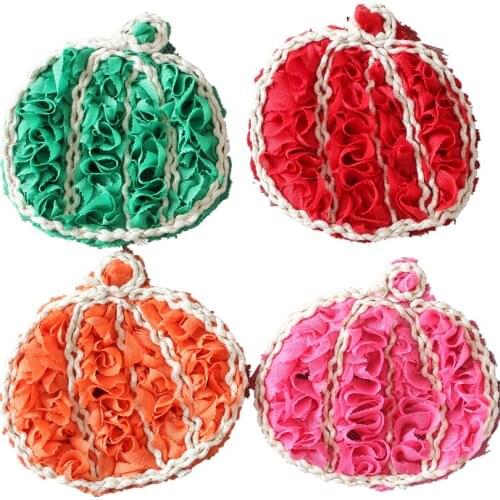 1 Yard Halloween Shabby Flower Trim Pumpkin Flower Trims Rose Chiffon Flower