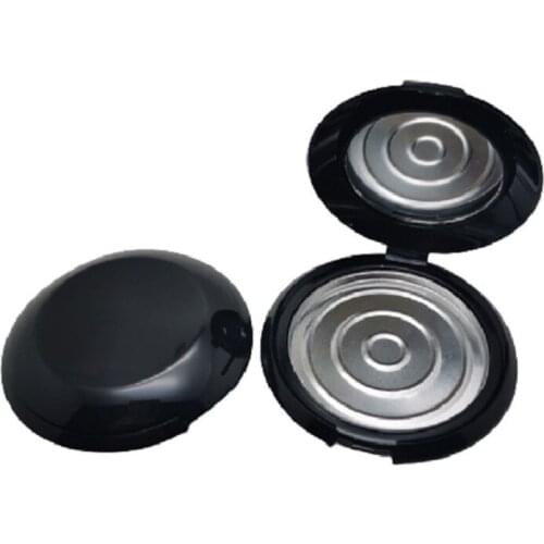 10G Powder Compact Bright Black Makeup Pressed Powder Case Round Cosmetic Compact Container Empty Blusher Box with Mirror 25pcs