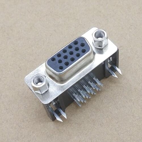 10 Pcs DR15 D-SUB Right Angle 15 Pin Female VGA Type 8.89 PCB Connector 3 Rows