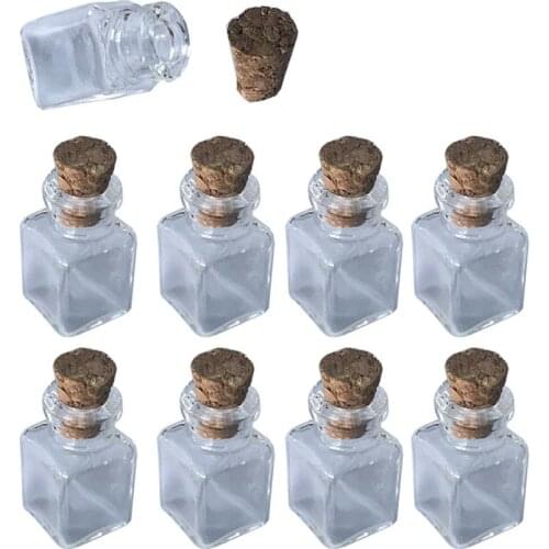 100 pcs 1ml Mini Square bottles Glass Bottles With Corks DIY Round Square Shaped Mini Art Jars Gifts Vials Cute Pendants Bottles