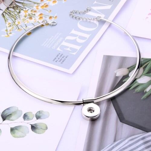 2019 fashion Metal Choker Necklace jewelry for women 18mm Snap Buttons Pendant Necklace For Women Snap Jewelry