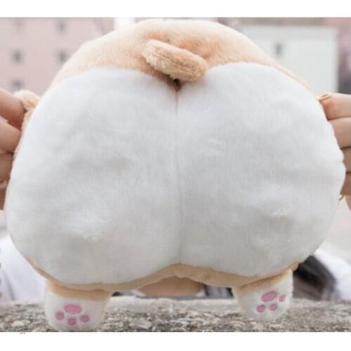 2021 Cute Soft Plush Cartoon Animal Corgi Dog Ass Bag Creative Adult Coin Bag Messenger Bag