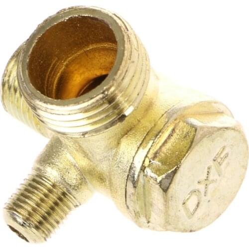 SAIFLO Male Thread 3 Way Metal Air Compressor Check Valve Gold Tone