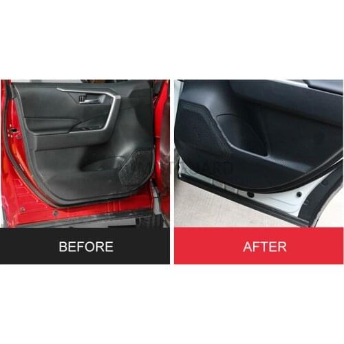 4pcs Carbon Fiber/black Door Anti Kick Pad Mat Stickers For Toyota RAV4 2019 2020 Stickers Accessories