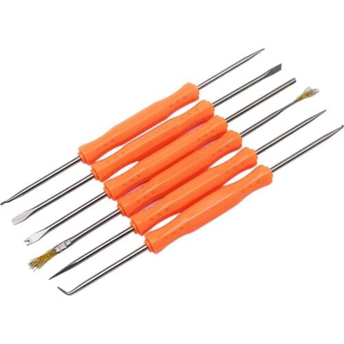 6PCS Hand Tools Set Kit Drill Press Hook Brush Warp Cut Pull Scratch Desoldering Welding Soldering Iron Repair PCB Cleaner
