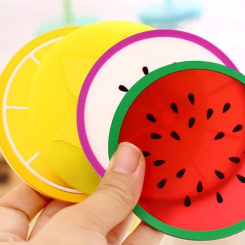 7 Pcs/Set Hot Coaster Fruit Shape Silicone Cup Pad Slip Insulation Pad Cup Mat Pad Hot Drink Holder